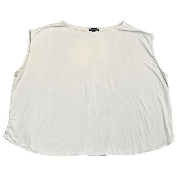 Eileen Fisher Light Gray Sleeveless Boxy Tank Top Minimalist Tencel Blend - XL - Picture 2 of 8